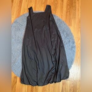 Nana Okazaki Plotkin Black Cotton Minimalist Buble Midi Dress Size XL